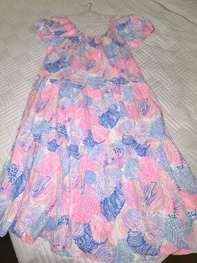 Lilly Pulitzer Pink, Blue & Light Aqua Floral Zemini maxi cover up